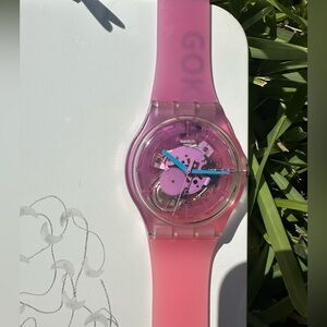 Swatch Pink and Blue Transparent Watch 🌸